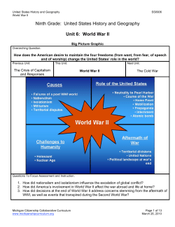 Ninth Grade: United States History and Geography Unit 6: World War II