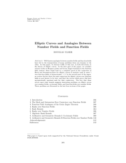 Elliptic Curves and Analogies Between Number Fields and Function