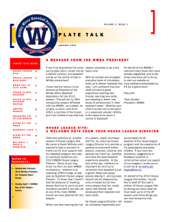 plate talk - Whitby Minor Baseball Association