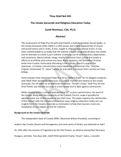 The Ustaŝa Genocide and Religious Education Today