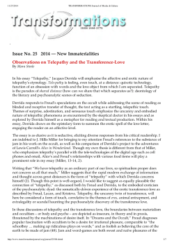 Observations on Telepathy and the Transference
