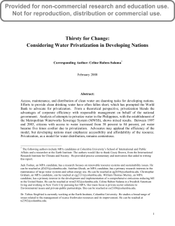 Thirsty for Change: Considering Water Privatization in Developing