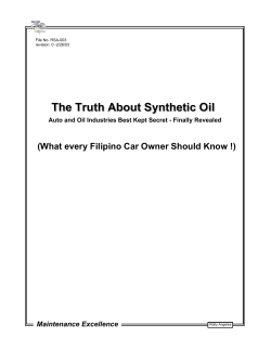 The Truth About Synthetic Oil - RSA Reliability