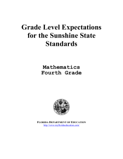 Grade Level Expectations for the Sunshine State Standards
