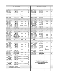 Lap Pool Schedule Warm Water Pool Schedule Time Class