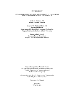 FINAL REPORT USING HIGH-SPEED TEXTURE MEASUREMENTS