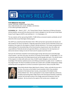 DoDEA Announces U.S. Senate Youth Program selections for 2017