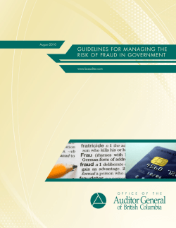 Guidelines for ManaGinG the risk of fraud in GovernMent