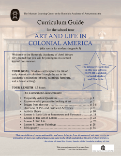 Curriculum Guide ART AND LIFE IN COLONIAL AMERICA