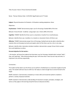 Title of Lesson: How to Throw Overhand (Football) Name: Thomas