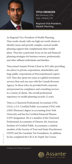 As Regional Vice-President of Wealth Planning, Titus works closely