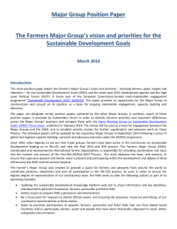 Major Group Position Paper The Farmers Major Group`s vision and