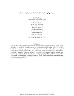 Do Security Analysts Discipline Credit Rating Agencies? Kingsley