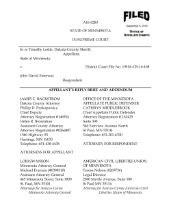 Appellant`s Reply Brief and Addendum