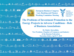 The Problems of Investment Promotion to the Energy Projects in