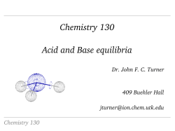 Chemistry 130 Acid and Base equilibria