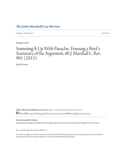 Summing It Up With Panache: Framing a Brief`s Summary of the