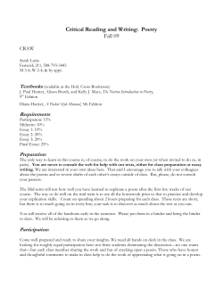 Critical Reading and Writing: Poetry Fall 09