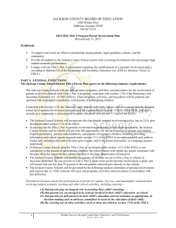 LEA Parent Involvement Plan - Jackson County School System