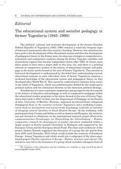 Editorial The educational system and socialist pedagogy in former