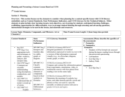 Planning and Presenting a Science Lesson Based on CCSS 7th