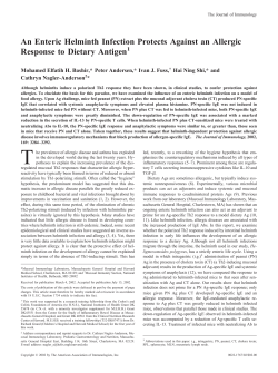 An Enteric Helminth Infection Protects Against an Allergic Response