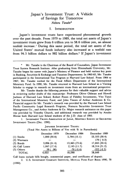 Japan`s Investment Trust: A Vehicle of Savings for