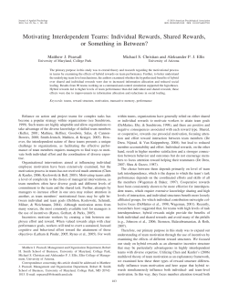 Motivating Interdependent Teams: Individual Rewards, Shared