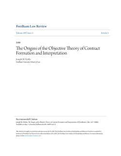 The Origins of the Objective Theory of Contract Formation and