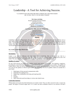 Leadership &ndash;A Tool for Achieving Success.