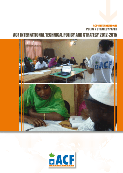 ACF INTERNATIONAL TECHNICAL POLICy AND STRATEgy 2012