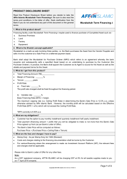 PRODUCT DISCLOSURE SHEET Murabahah Term Financing&ndash;i