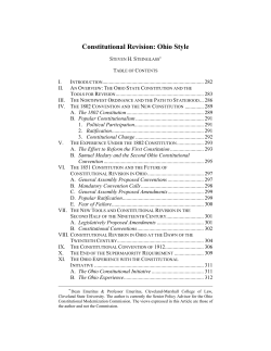 Constitutional Revision: Ohio Style - Moritz College of Law
