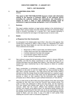 EXECUTIVE COMMITTEE &ndash; 31 JANUARY 2011 PART II &ndash; NOT