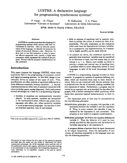 LUSTRE: A declarative language for programming synchronous
