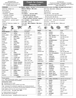 French for Cruisers Shopping List