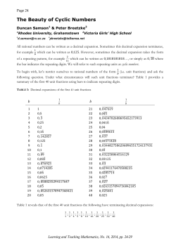 The Beauty of Cyclic Numbers