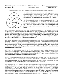 PHYS 101 Light, Department of Physics EXAM 2 &ndash; Solutions Name