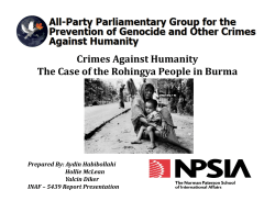 Genocide Prevention- The Rohingya 2013
