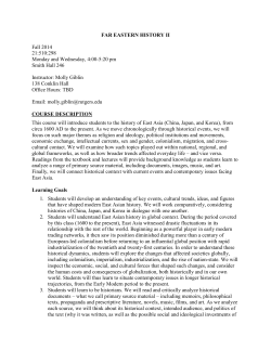 FAR EASTERN HISTORY II Fall 2014 21:510:298 Monday and