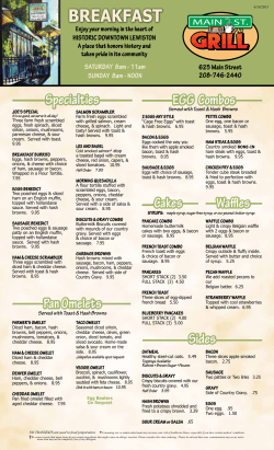 Specialties EGG Combos Pan Omelets Sides Cakes Waffles