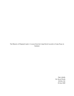 The Rhetoric of Disputed Lands: A Lesson from the Camp David