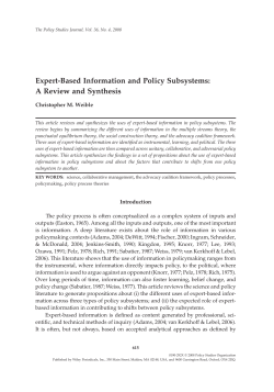Expert-Based Information and Policy Subsystems: A Review and
