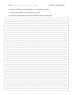 Name 13 Colonies &ndash; Open-Response You have just completed a