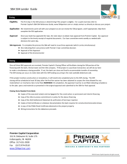 SBA 504 LENDER GUIDE - Premier Capital Corporation