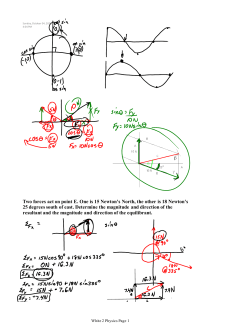 Two forces act on point E. One is 15 Newton`s North, the other is 18