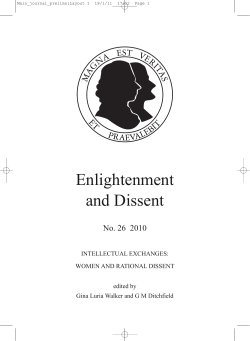 Enlightenment and Dissent - The Queen Mary Centre for Religion