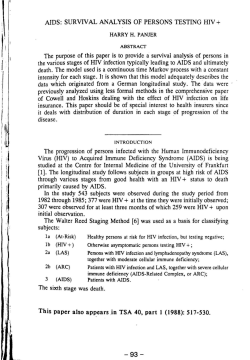 AIDS: SURVIVAL ANALYSIS OF PERSONS TESTING HIV + The