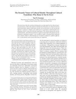 The Dynamic Nature of Cultural Identity Throughout Cultural