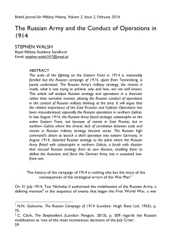 The Russian Army and the Conduct of Operations in 1914